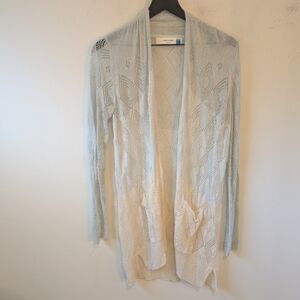 Anthropologie Sparrow Women's Blue Cream Ombre Lightweight Linen Cardigan L